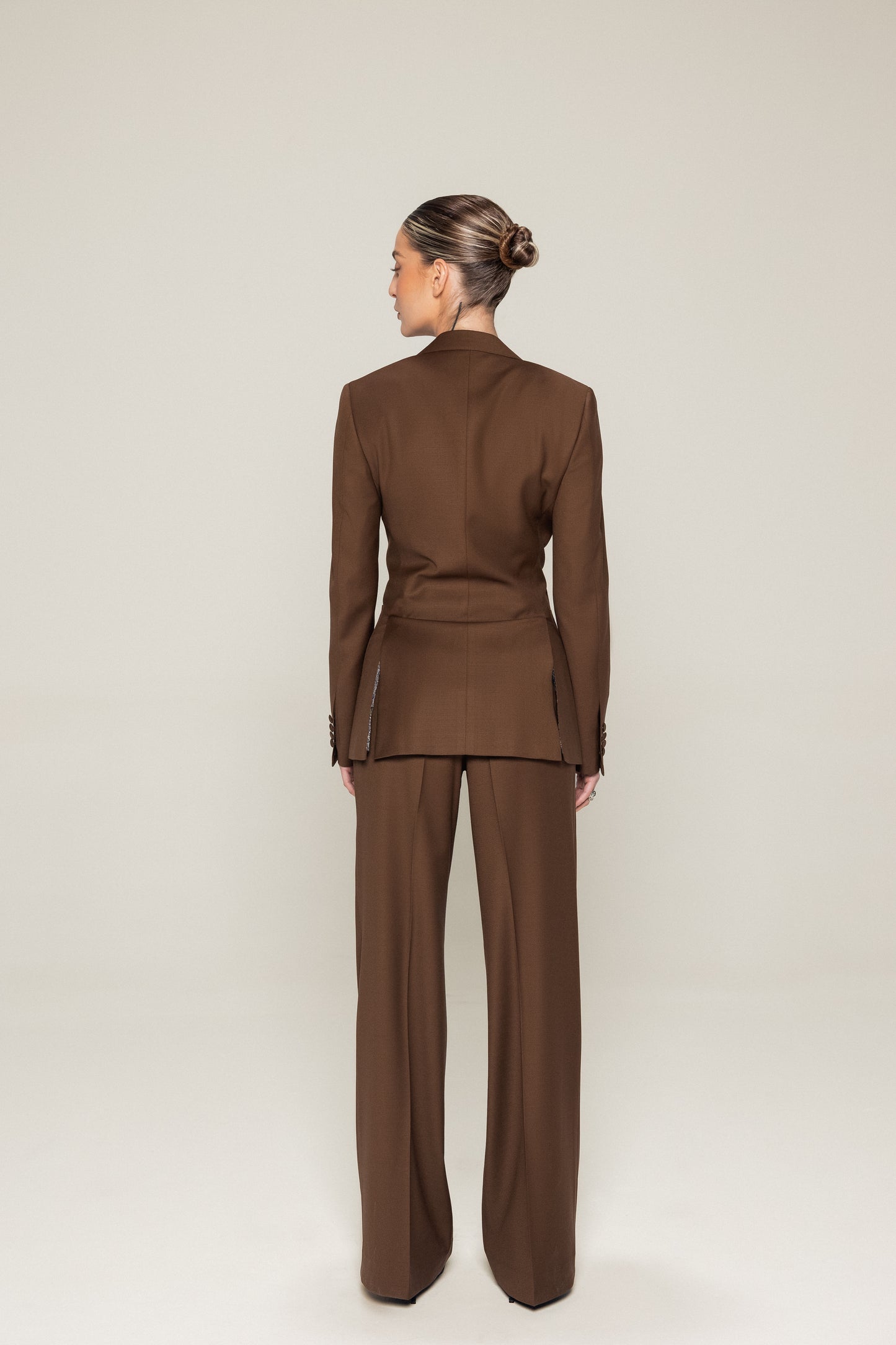 Brown Slim Fit Half Canvas Suit