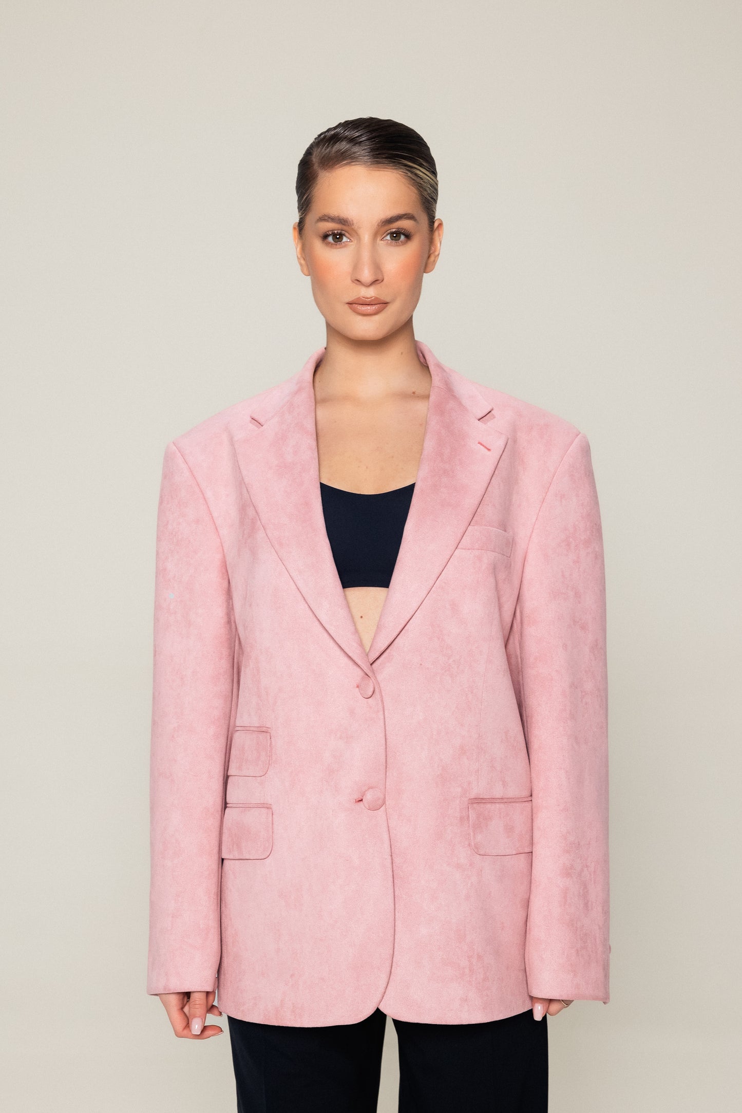 Pink Oversized Half Canvas Blazer