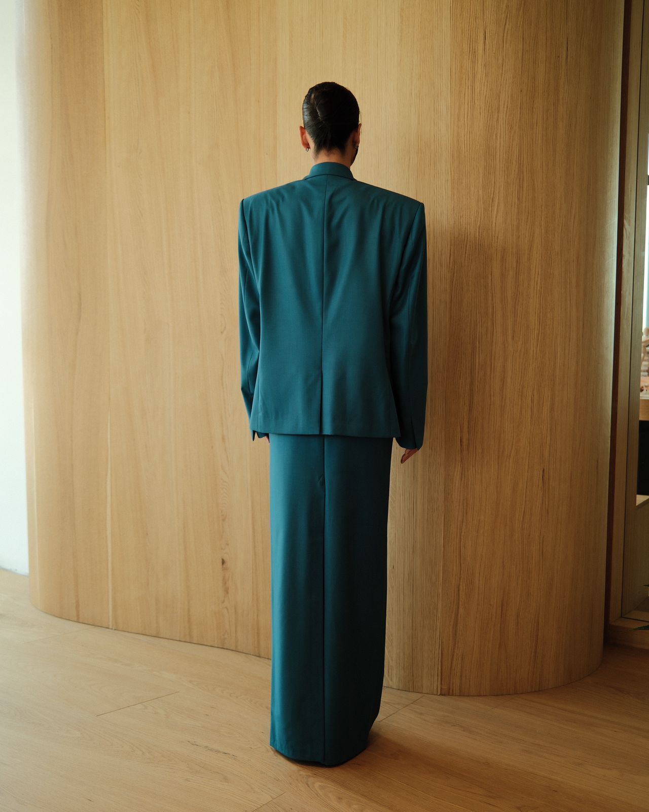 Emerald Teal Tailored Blazer&Maxi Skirt Set